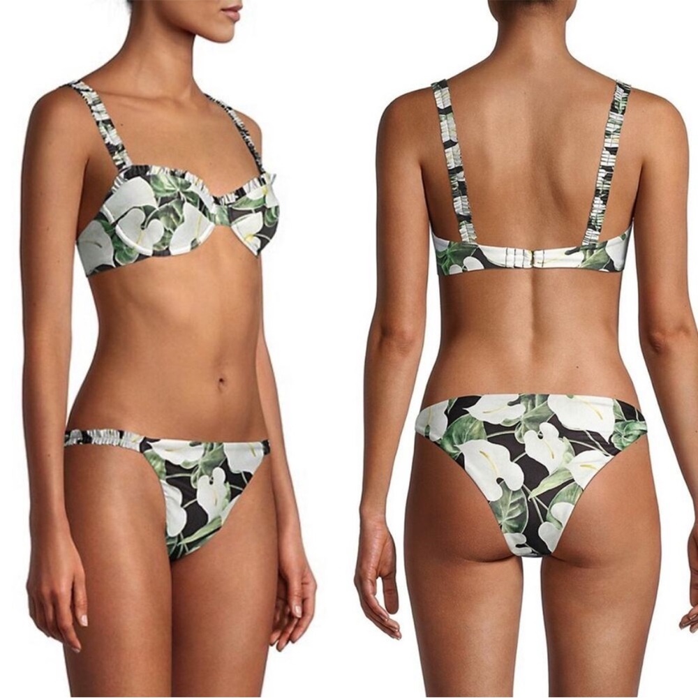Agua by Agua Bendita -  Floral Ruffle Bikini Top & Bottom. Size M